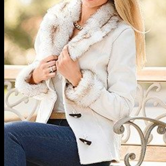 Venus Y2K Penny Lane Faux Suede & Fur Toggle Shearling Winter Coat Cream XS 0-2 - Picture 7 of 15